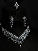 V-Neckline Crystal & Navy Stone Set