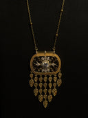 Filigree Arch Stone Leaf Tassel Necklace