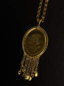 Rose Intaglio Oval Chain Tassel Necklace