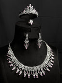 Pink & Crystal Leaf Fringe Set