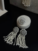 Pearl Bead & Silver Octagon Tassel Set