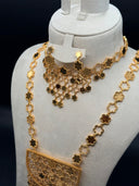 Clover Motif Long Necklace & Earring Set